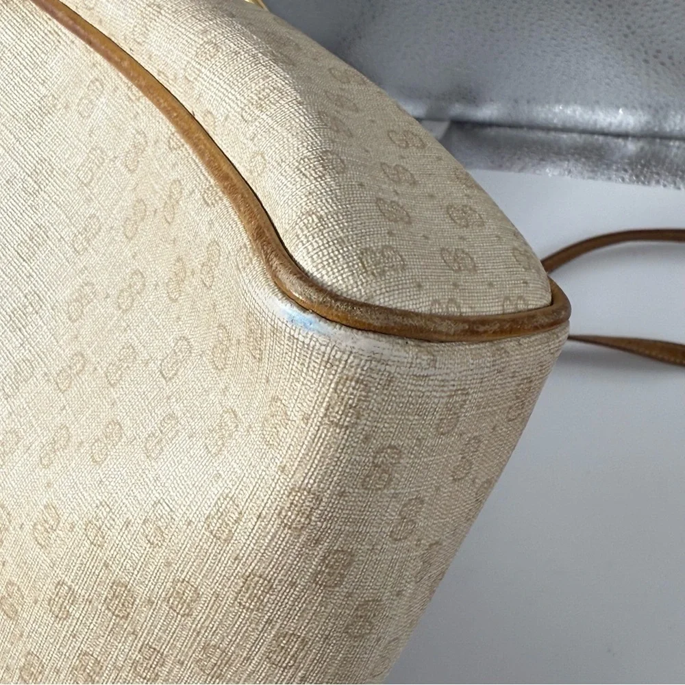 GUCCI Vintage 80’s Micro GG Supreme shoulder bag purse beige neutral - Picture 7 of 13